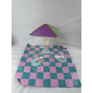 Barbie Ice Cream Shoppe Replacement Table, Umbrella Chairs Rug Vintage 1986